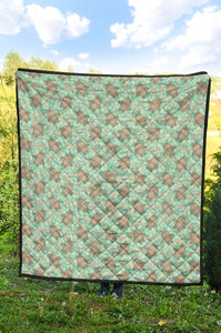 Hippopotamus Pattern Print Design 02 Premium Quilt
