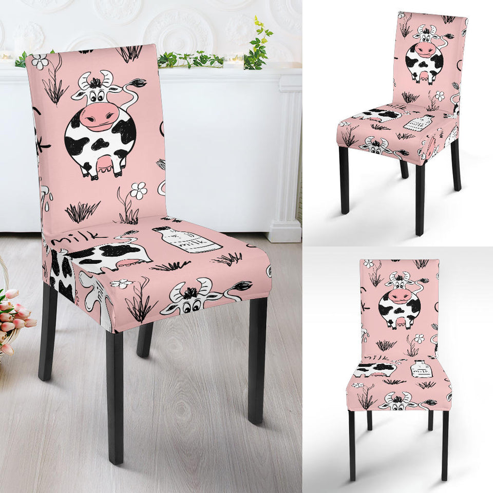 Cows Milk Product Pink Background Dining Chair Slipcover