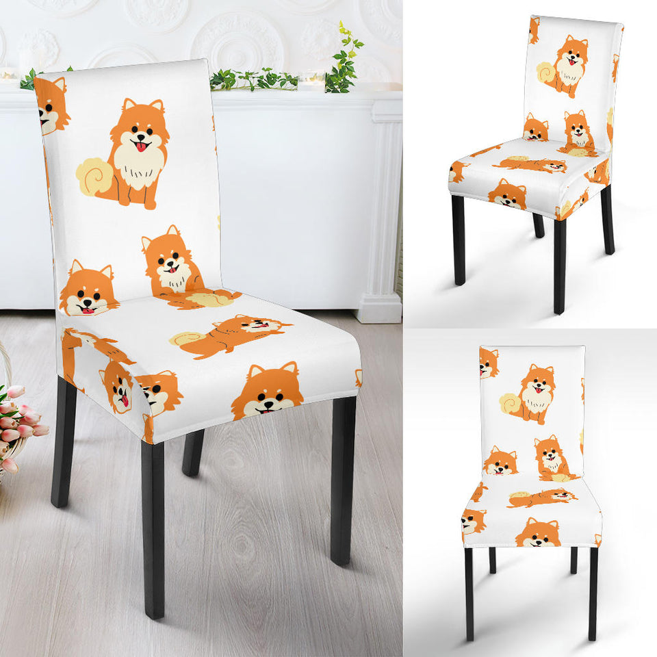 Brown Pomeranian Pattern Dining Chair Slipcover