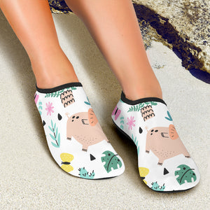 Cute Elephants Palm Tree Flower Butterfly Pattern Aqua Shoes