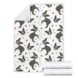Boston Terrier Dog Hearts Vector Pattern Premium Blanket