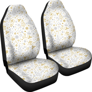 Christmas Tree Christmas Element Silver Gold Pattern Universal Fit Car Seat Covers