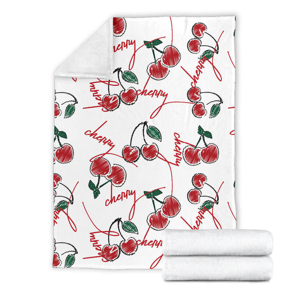 Hand Drawn Cherry Pattern Premium Blanket