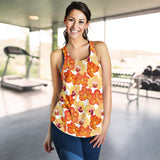 Orange yellow orchid flower pattern background Women Racerback Tank Top
