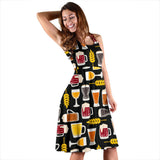 Beer Type Pattern Sleeveless Midi Dress