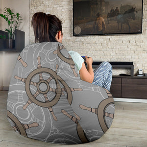Nautical Wood Steering Wheel Pattern Bean Bag Cover