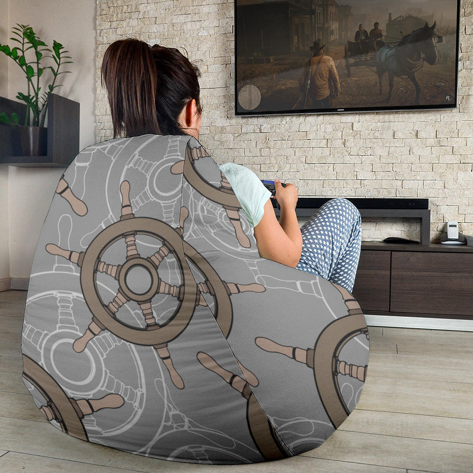 Nautical Wood Steering Wheel Pattern Bean Bag Cover