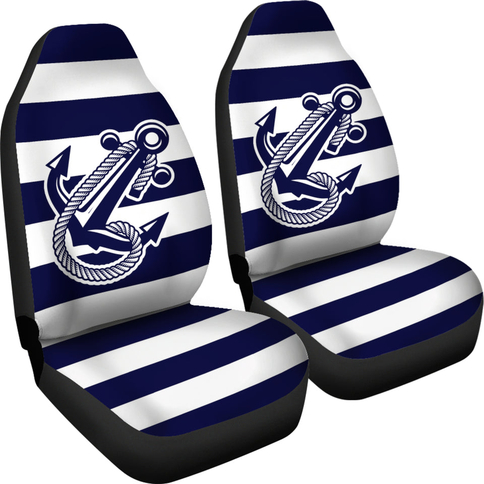 Car Seat Covers - Boat Anchor Strip Navy