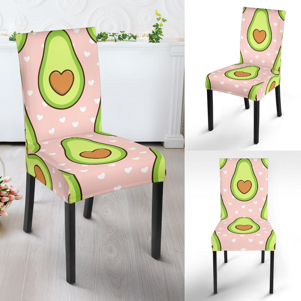 Avocado Heart Pink Background Dining Chair Slipcover