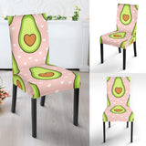 Avocado Heart Pink Background Dining Chair Slipcover