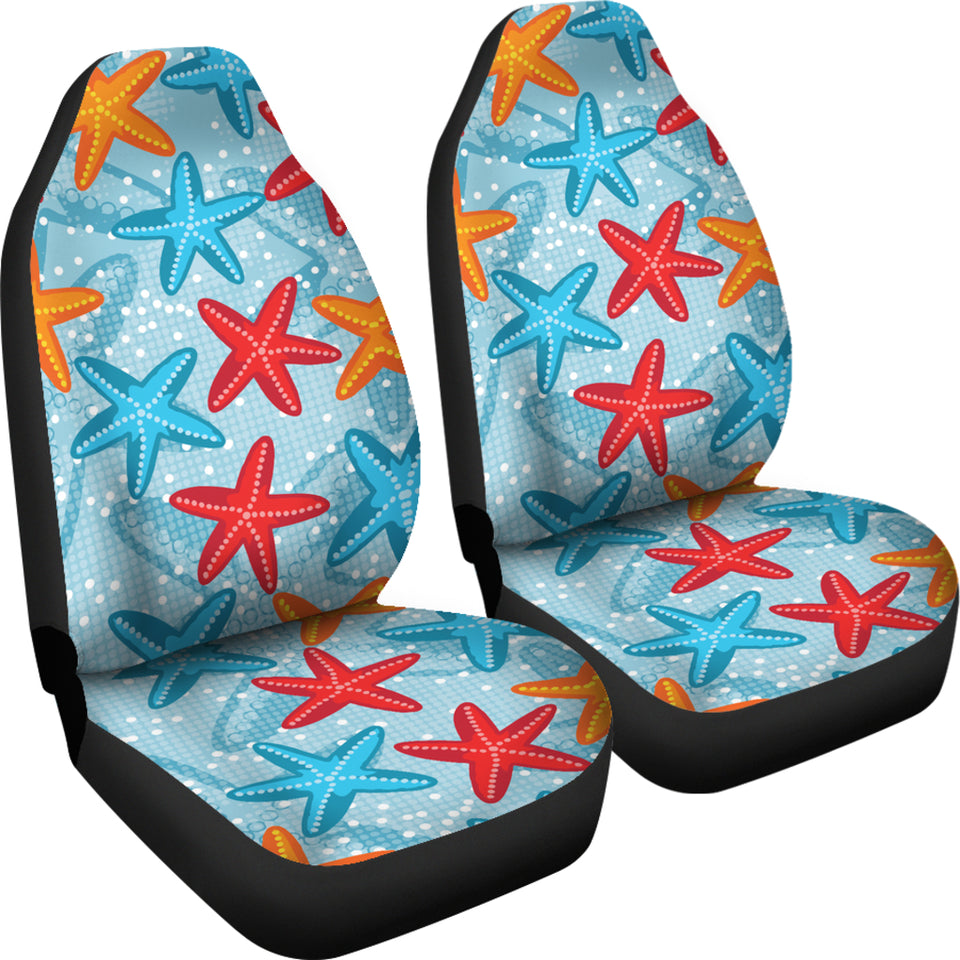 Blue Red Orange Starfish Pattern  Universal Fit Car Seat Covers