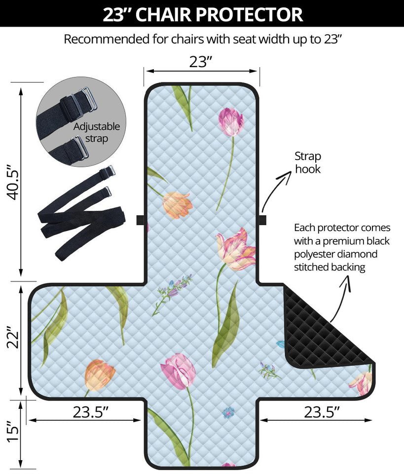 Watercolor Tulips pattern Chair Cover Protector