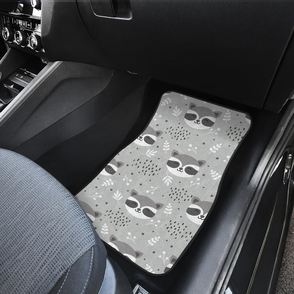 Cute Raccoons Leaves Dot Front And Back Car Mats
