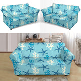 Blue Starfish Coral Reef Pattern Loveseat Couch Slipcover