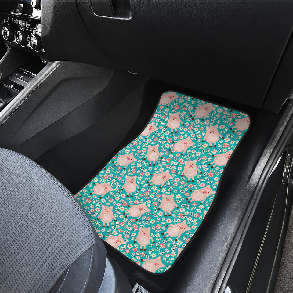Pig Pattern Print Design 01 Front and Back Car Mats