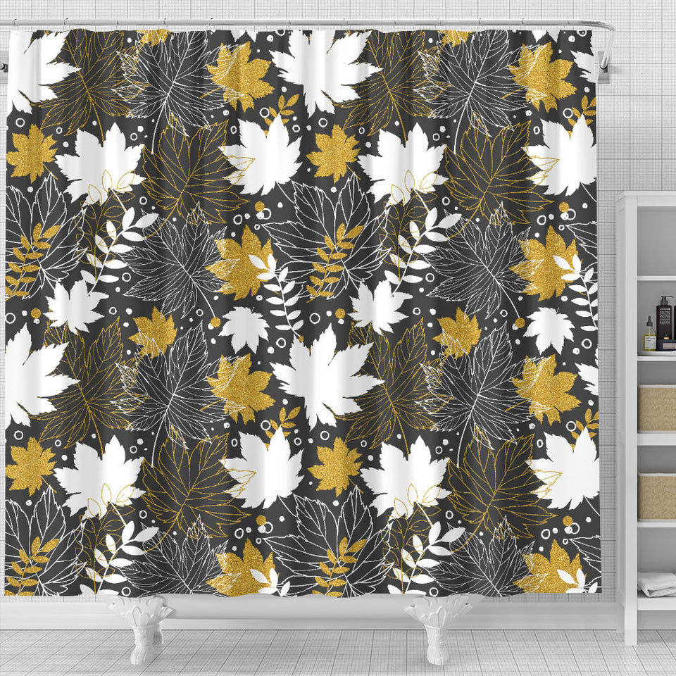 Beautiful Gold Autumn Maple Leaf Pattern Shower Curtain Fulfilled In US