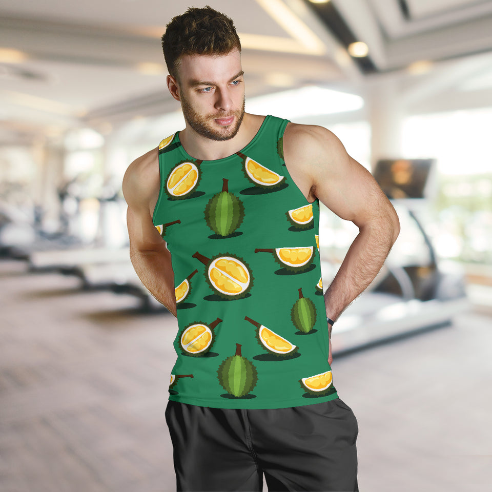 Durian pattern green background Men Tank Top