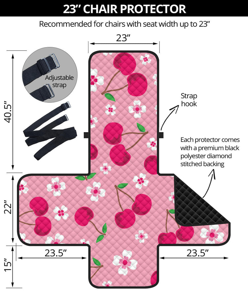 cherry flower pattern pink background Chair Cover Protector