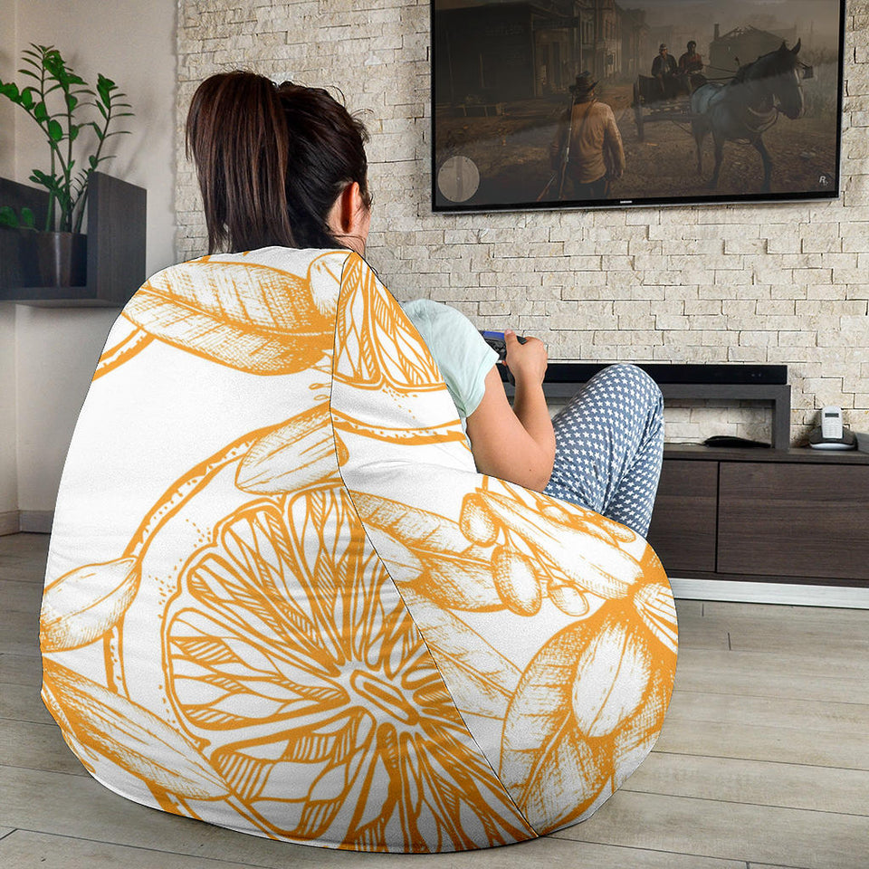 Hand Drawn Orange Fruit Pattern Bean Bag Cover