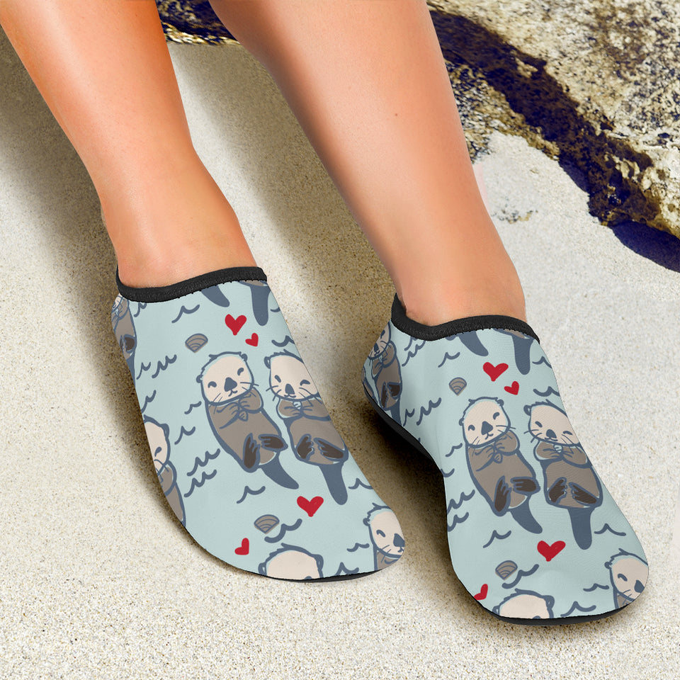 Lovely Sea Otter Pattern Aqua Shoes
