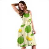 Durian Pattern Sleeveless Midi Dress