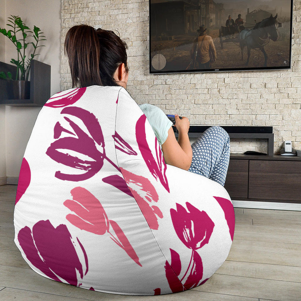 Pink Sketch Tulip Pattern Bean Bag Cover