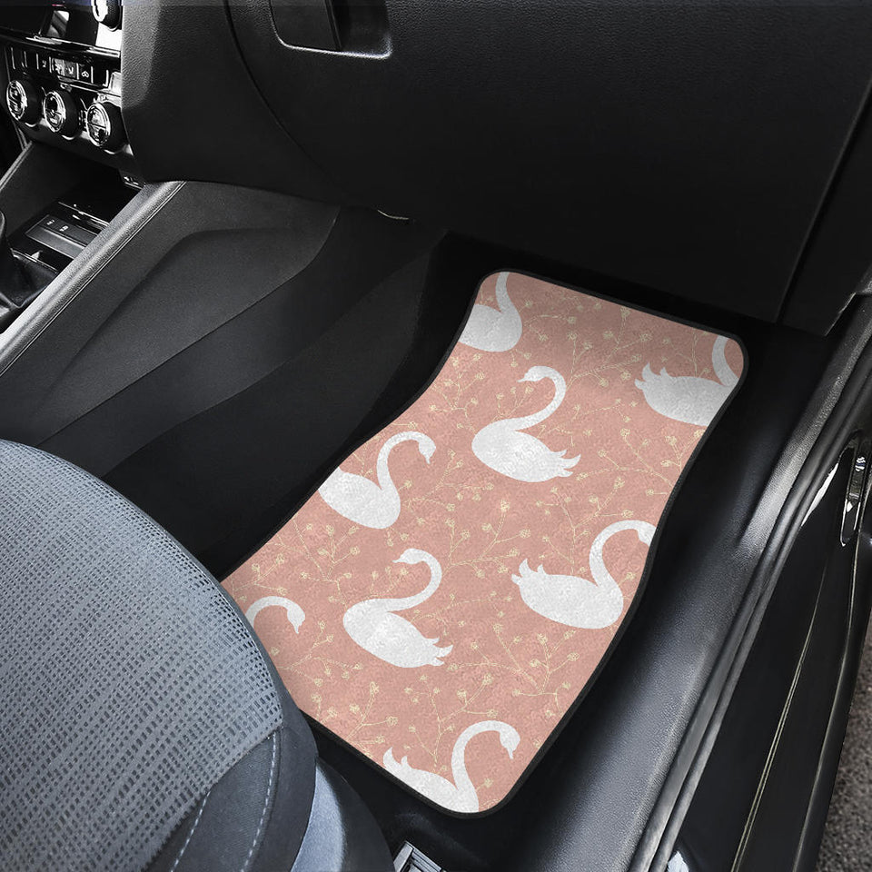 Swan Flower Light Pink Background Front And Back Car Mats