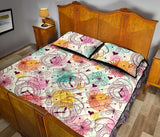 Clock butterfly pattern Quilt Bed Set