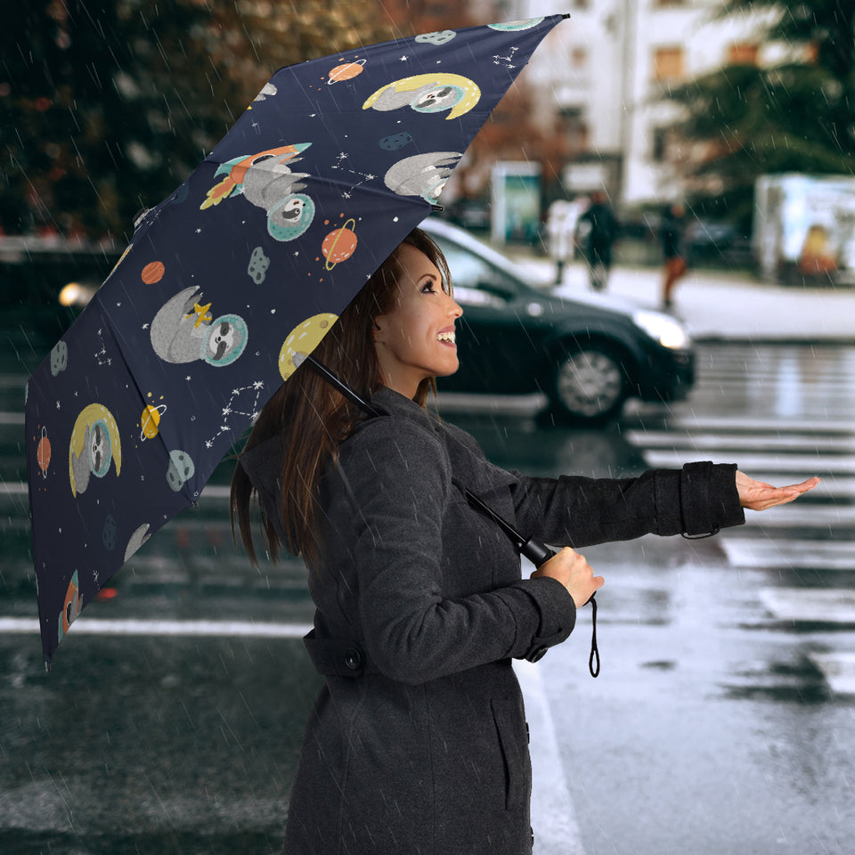 Cute Sloth Astronaut Star Planet Rocket Pattern Umbrella