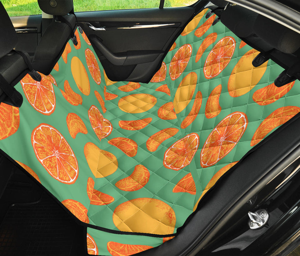 Orange Fruit Pattern Green Background Dog Car Seat Covers
