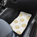 Gold Ornamental Lotue Waterlily Symbol Pattern Front And Back Car Mats