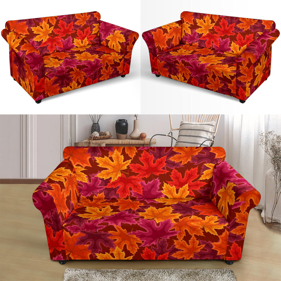 Autumn Maple Leaf Pattern Loveseat Couch Slipcover