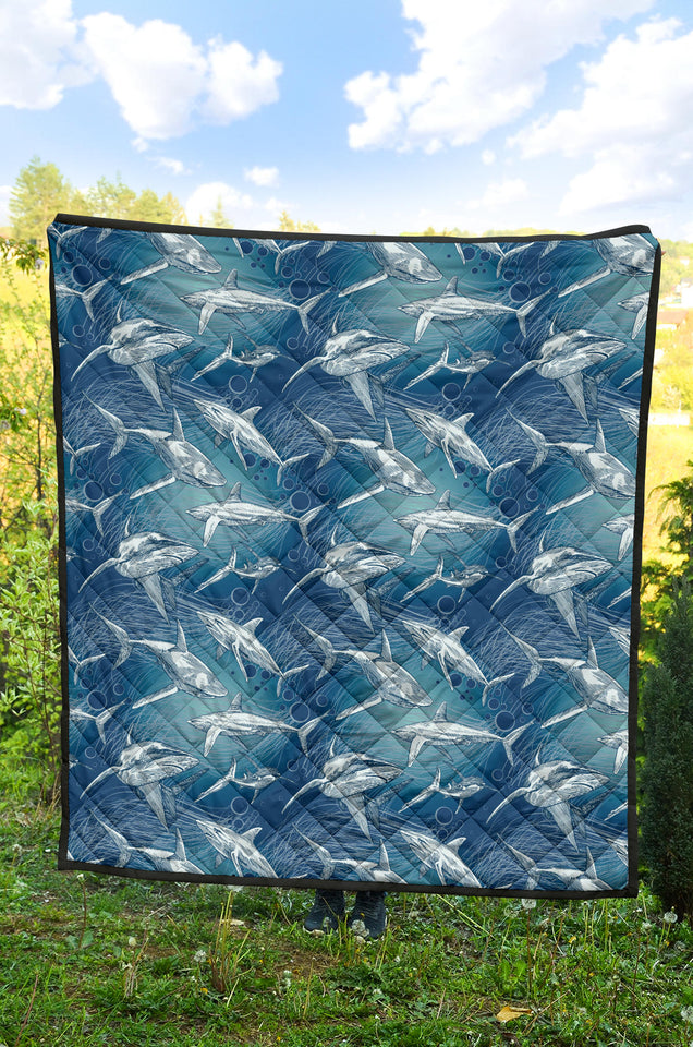 Shark Hand Drawn Premium Quilt