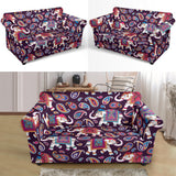 Elephant Indian Style Ornament Pattern Loveseat Couch Slipcover