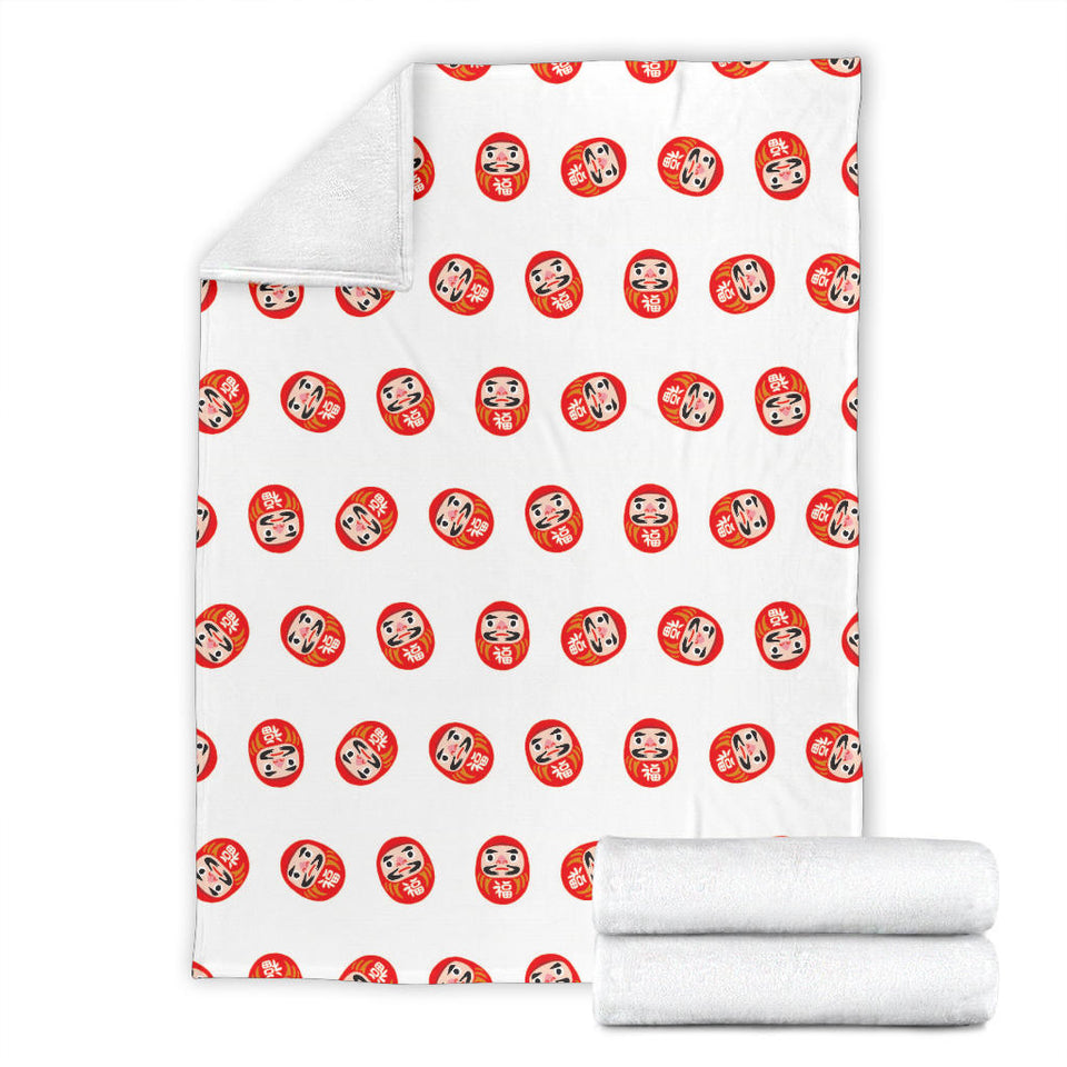 Daruma Japanese Wooden Doll Pattern Premium Blanket