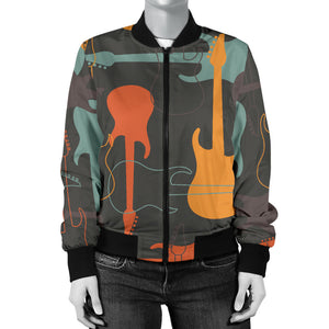 Electric Guitars Pattern Women'S Bomber Jacket
