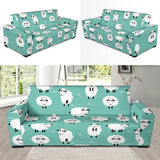 Cute Sheep Green Background Sofa Slipcover