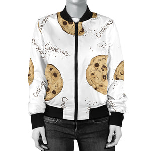 Sketch Style Cookie Pattern Women'S Bomber Jacket