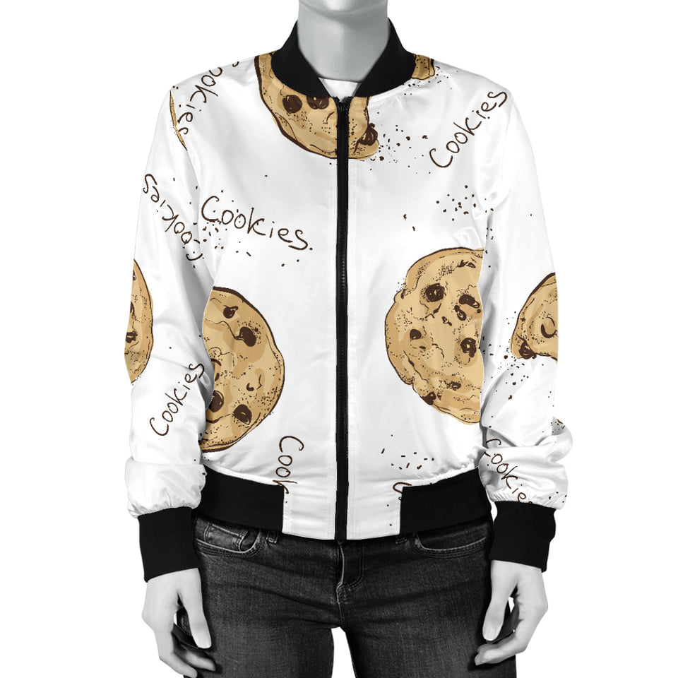 Sketch Style Cookie Pattern Women'S Bomber Jacket