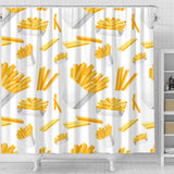 French Fries White Paper Box Pattern Shower Curtain Fulfilled In US