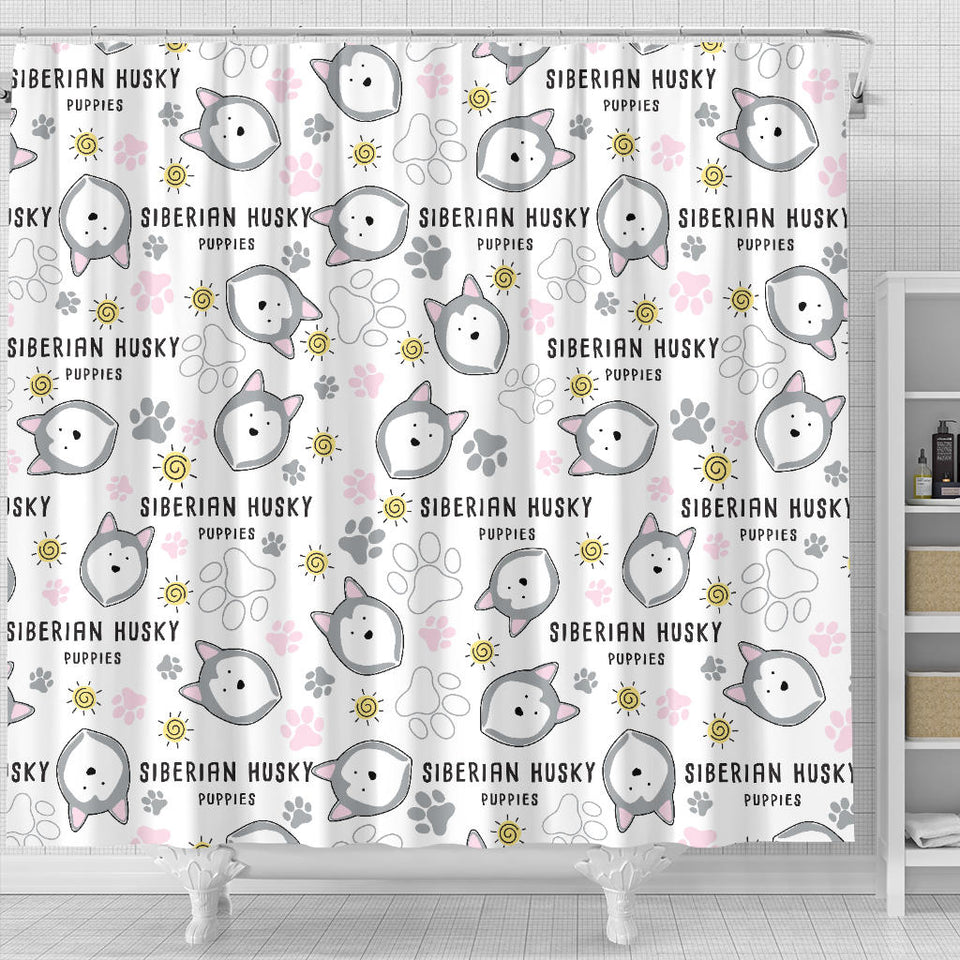 Siberian Husky Design Pattern Shower Curtain Fulfilled In US