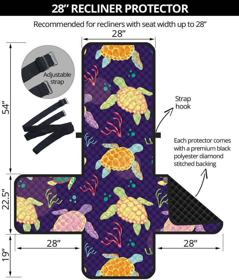 Colorful sea turtle pattern Recliner Cover Protector