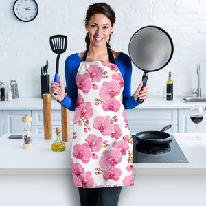 Pink Purple Orchid Pattern Background Adjustable Apron