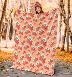 Camper Van Pattern Print Design 03 Premium Blanket