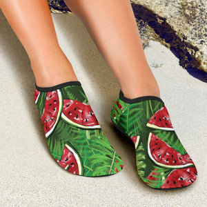 Watermelons Tropical Palm Leaves Pattern Background Aqua Shoes