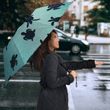 Sea Turtle With Blue Ocean Backgroud Umbrella