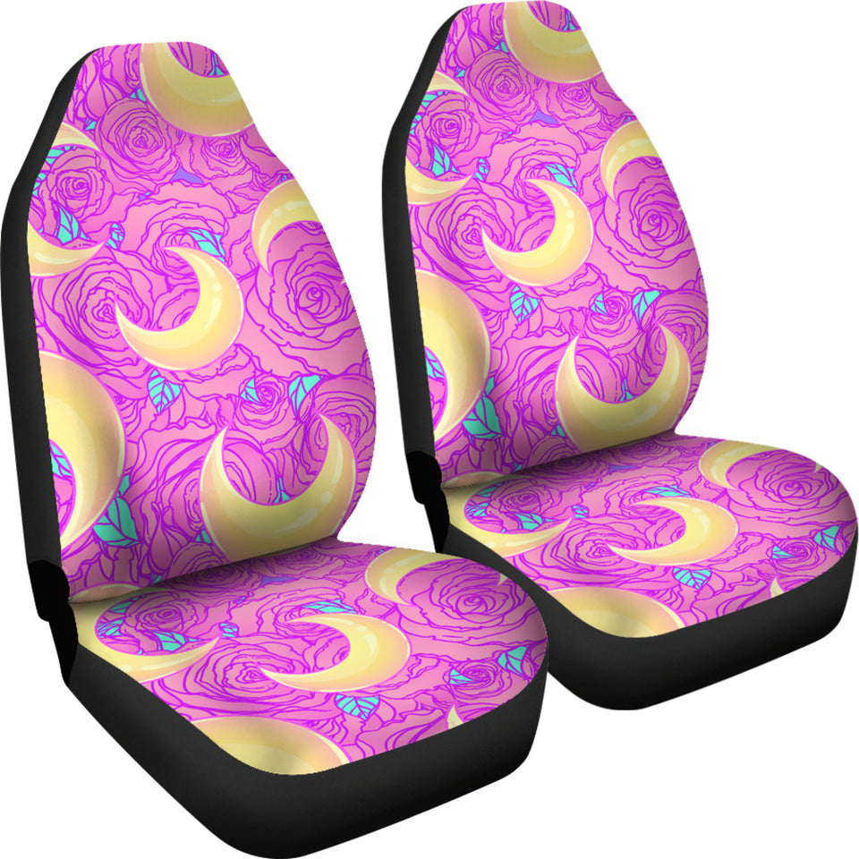 Moon Pink Rose Background Universal Fit Car Seat Covers