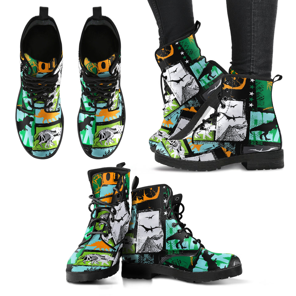 Dinosaurs Print Pattern Leather Boots