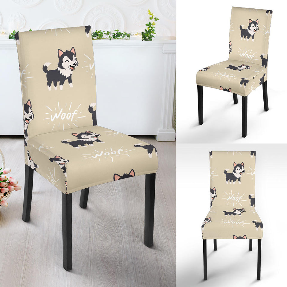 Cute Siberian Husky Dining Chair Slipcover