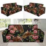 Horse Head Wild Roses Pattern Sofa Slipcover